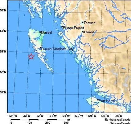 Earthquake  on Haida Gwai 2012 Earthquake Map Jpg