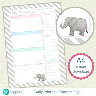 Elephant Printable Planner Set, Instant Download on Etsy hfcSupplies, designed by Hazel Fisher Creations