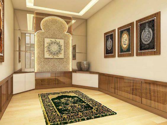 Desain Interior Mushola Dalam Rumah Yang Megah dan Mewah 