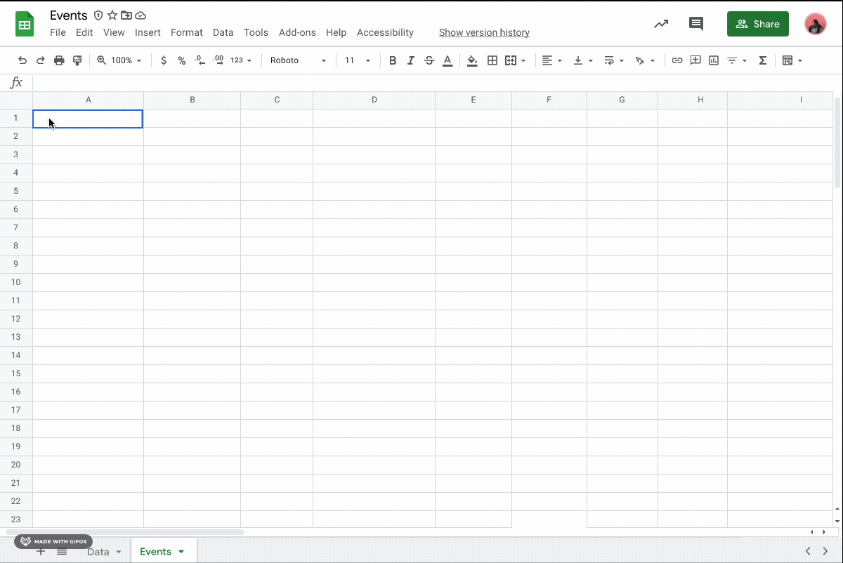 puces d'événement Google Sheets