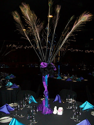 peacock themed wedding centerpieces