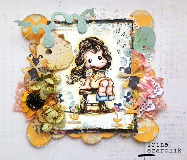 Irina Lazarchik, Ирина Лазарчик, magnolia stamps, distress watercolour