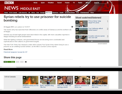 BBC: Syrian rebels try to use prisoner for suicide bombing