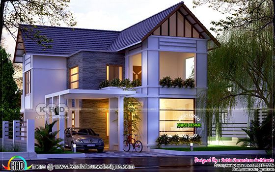 3 bedroom mixed roof Kerala home design