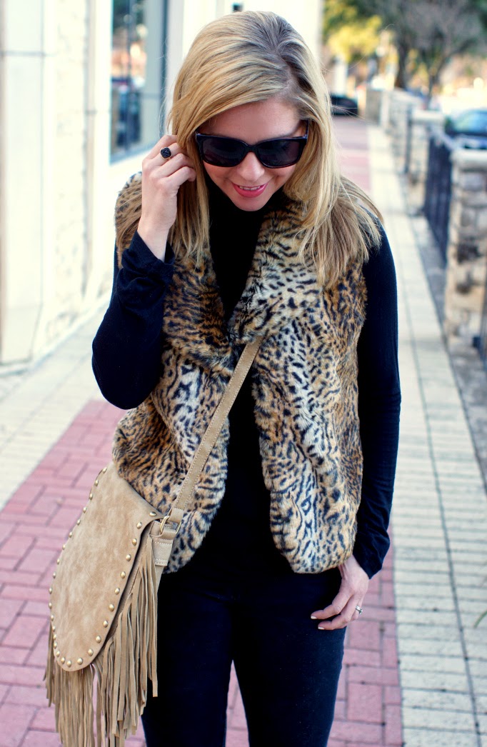 Black and leopard vest