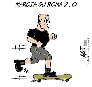 forza nuova, marcia su roma, 28 ottobre, neofascismo, vignetta, satira