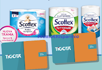 Logo ''Scottex ti regala Gift Card Tigotà'' : vinci 1300 premi da 25€