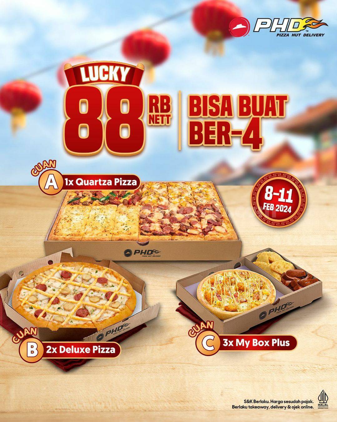 PHD Promo Spesial IMLEK - Paket LUCKY Pizza Berempat hanya Rp. 88.000 nett