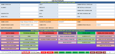 Aplikasi Administrasi Guru Mata Pelajaran K Aplikasi Administrasi Guru Mata Pelajaran K13 Excel SMP, SMA, SMK