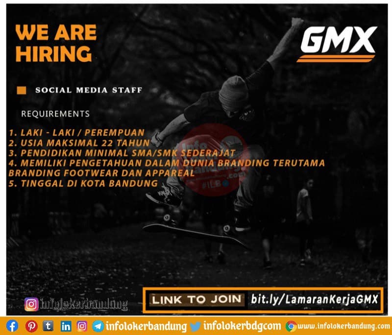Lowongan Kerja Social Media Staff GMX Bandung Juni 2021