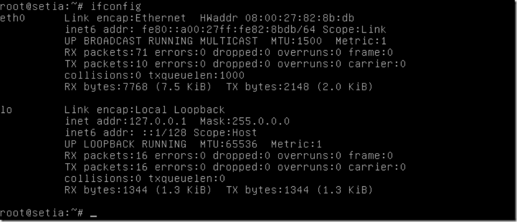 Mengecek interface yang Aktif Pada Konfigurasi IP Address