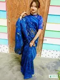 নীল শাড়ির ডিজাইন - নীল শাড়ি পরা পিক, ফটো , পিকচার - নীল শাড়ির ডিজাইন ও দাম  - blue saree pic - NeotericIT.com - Image no 4