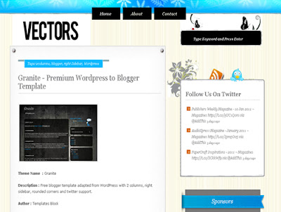 Vektörler, blogger şablonu