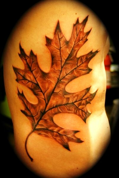 The tattoo is an oak leaf, inked in celebration of his son, Oak, 