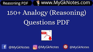 150+ Analogy (Reasoning) Questions with Solution Free PDF