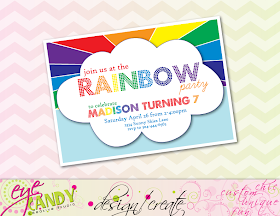 rainbow party invite, birthday party invite, join us for a rainbow party, kids birthday idea