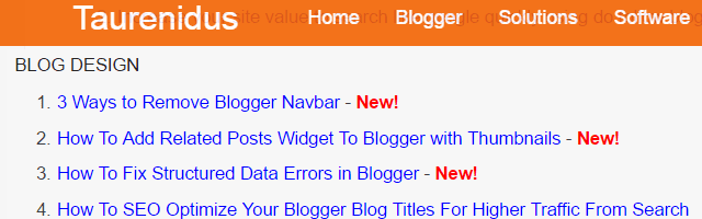 Preview Image of Created Sitemap Page for Blogger