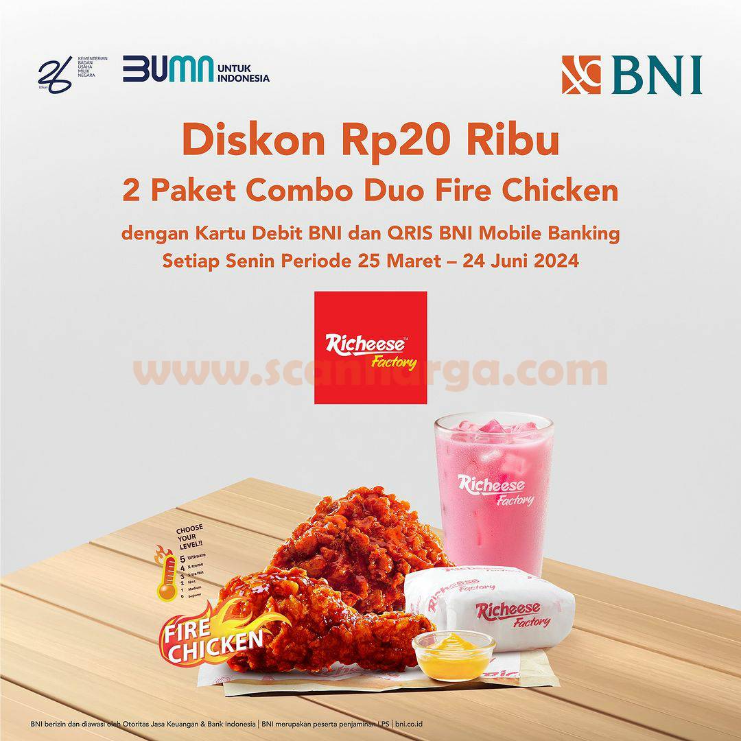 Promo RICHEESE FACTORY BNI – DISKON Rp. 20.000