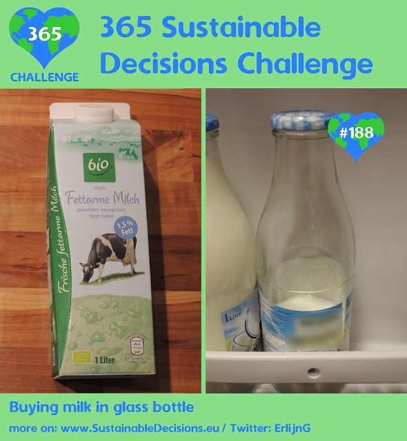 Buying milk in glass bottle reducing plastic waste reducing waste