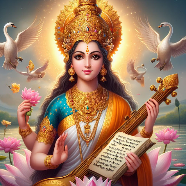 Indian Goddess Sarasvati and her festival photo image