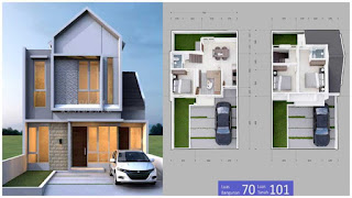 Denah rumah type 70 2 lantai