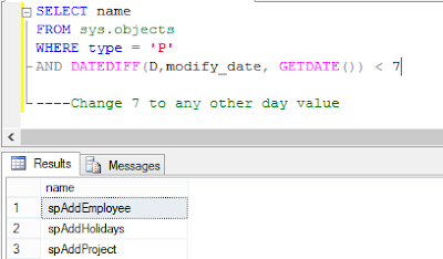 List All Stored Procedure Modified in Last N Days