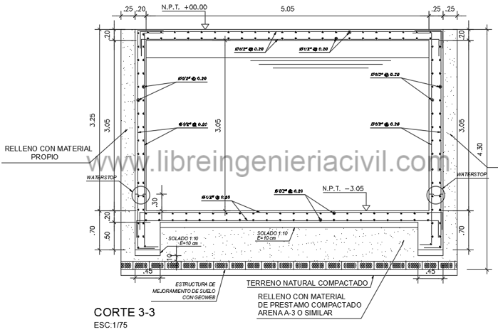 planos y detalles de una cisterna enterrada