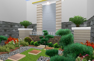 Minimalist garden design in front of the house