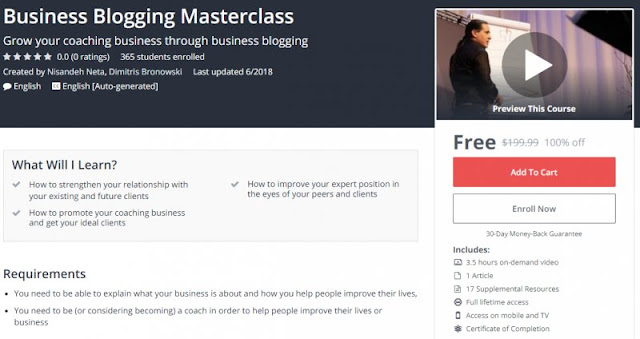 [100% Off] Business Blogging Masterclass| Worth 199,99$