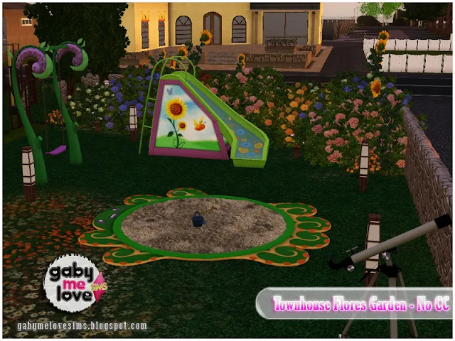 Townhouse Flores Garden |NO CC| ~ Lote Residencial, Sims 3. Parque Infantil.