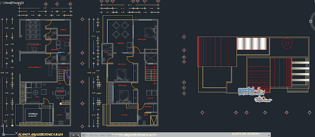 Family house two levels in AutoCAD 