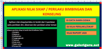 Contoh Aplikasi Nilai Sikap Guru BK Deskripsi Otomatis Format Excel - Galeri Guru