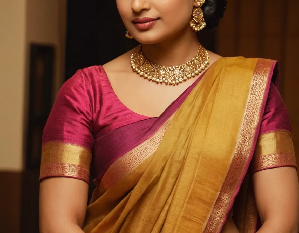 Silk Saree Modern Blouse Design