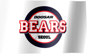 The waving fan flag of the Doosan Bears with the logo (Animated GIF)