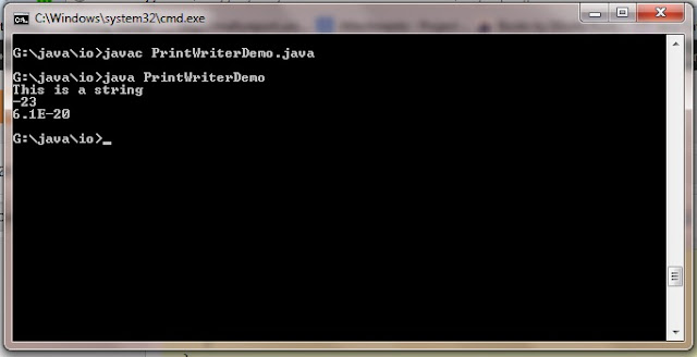 PrintWriter class in java program