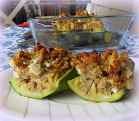 Stuffed Zucchini with Toasted Walnuts & Feta