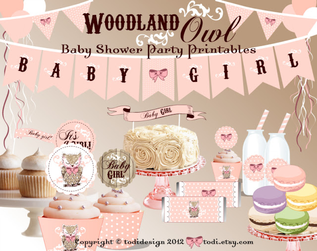 Personalized Woodland Owl Baby Shower Printable Set