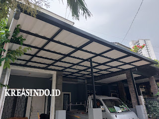 Model Kanopi Ini Keren Menggunakan Atap Alderon pesanan Bpk Baginda di Griya Bintaro Estate