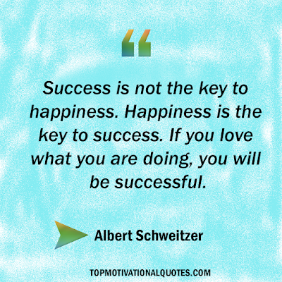 Success is not the key to happiness. Happiness is the key to success. If you love what you are doing, you will be successful. key to success quotes by albert schweitzer