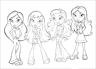 bratz coloring pages, cartoon coloring pages