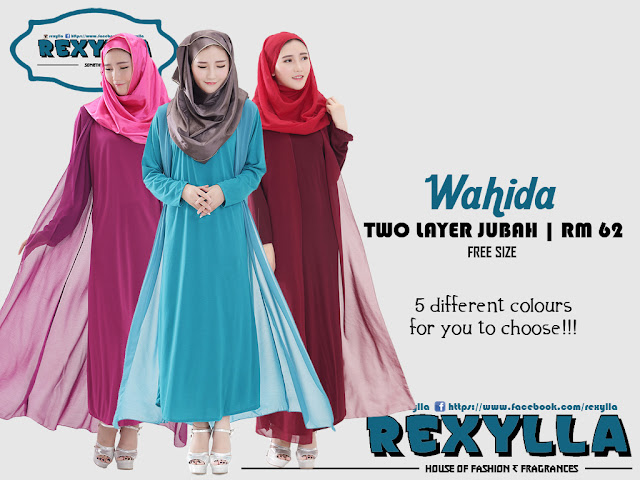 rexylla, two layer jubah, wahida collection