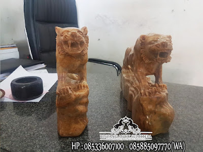 Patung Singa Onix Coklat | Patung Onix Marmer Tulungagung