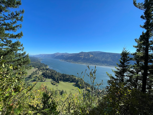 View of the Columbia River Gorge  looking east from the Nancy Russell Overlook on the Cape Horn trail - October 5, 2023