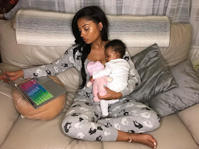 Photos of Lola Rae and daughter skye which she shares with Tekno