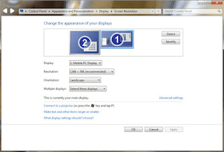 Contoh cara Pengaturan Dual Monitor di PC Windows 7 beserta gambar