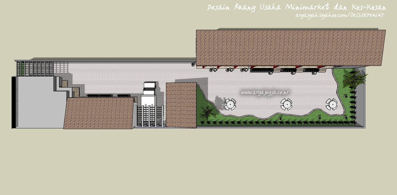 Desain Ekterior Ruang Usaha Minimarket dan Kos-Kosan 