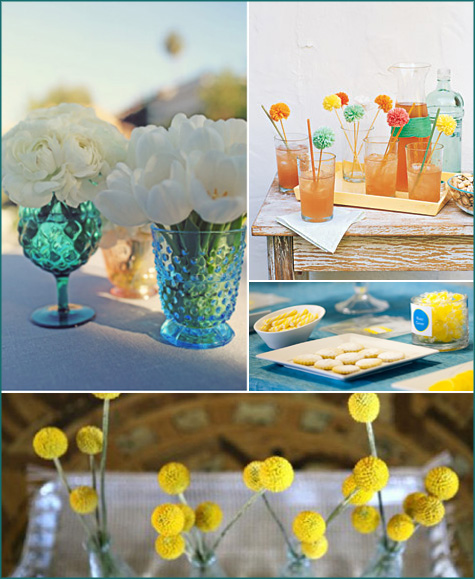 GET THE LOOK Teal Lemon Themed Wedding Blue Yellow weddings 