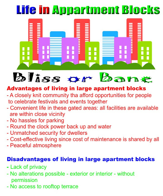 In many cities today, most people live in large apartment blocks