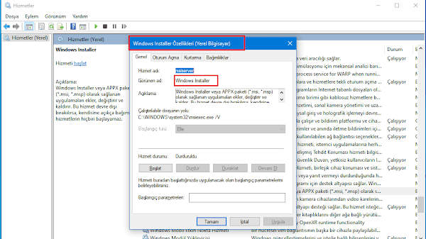 Windows 10'da Windows Installer Hizmetini Etkinleştirme veya Devre Dışı Bırakma