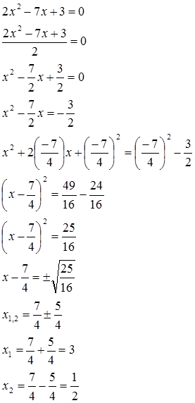 akar-akar  2𝑥² - 7𝑥 + 3 = 0